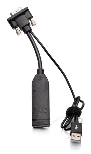 C2g Vga To Hdmi Dongle Adapter Converter Adaptador De Vídeo Hdmi Usb A Hd-15 (Vga) Macho Negro