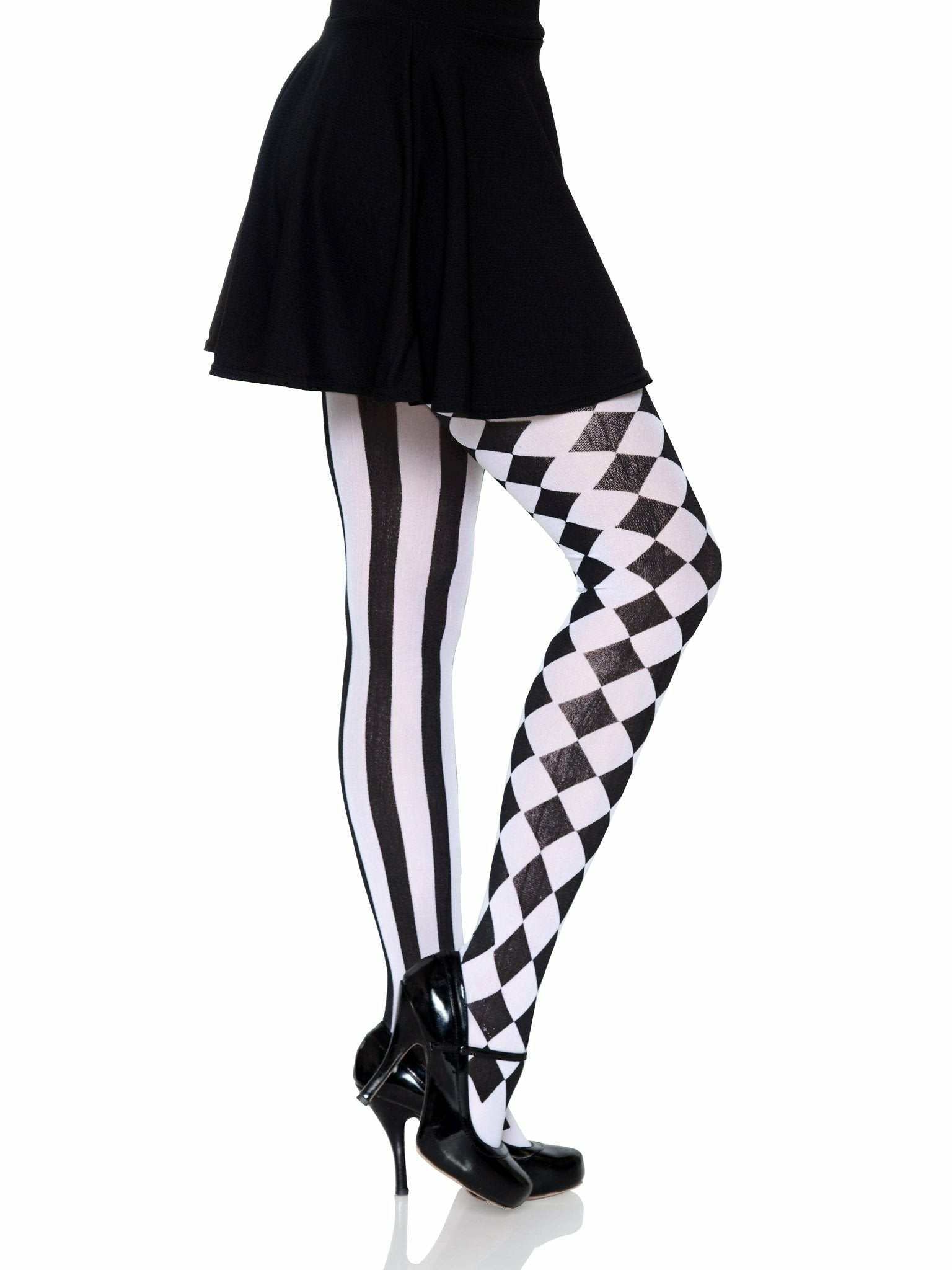 Leg Avenue - Medias Arlequin Negro/Blanco
