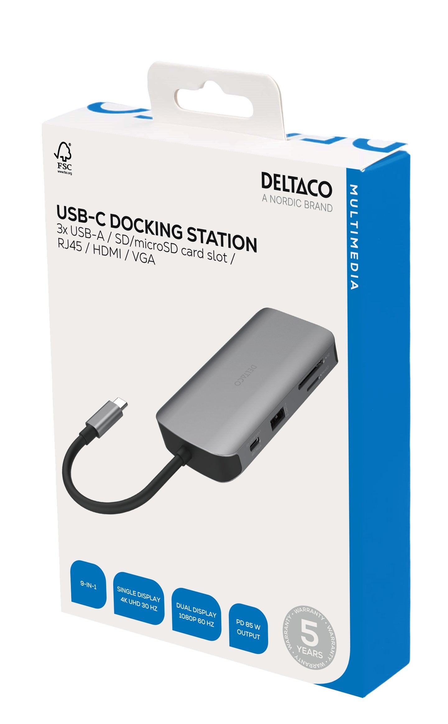 EAN 7333048060600 - Deltaco USBC-HDMI25 hub de interfaz USB Tipo C 5000 Mbit/s Gris imagen 6