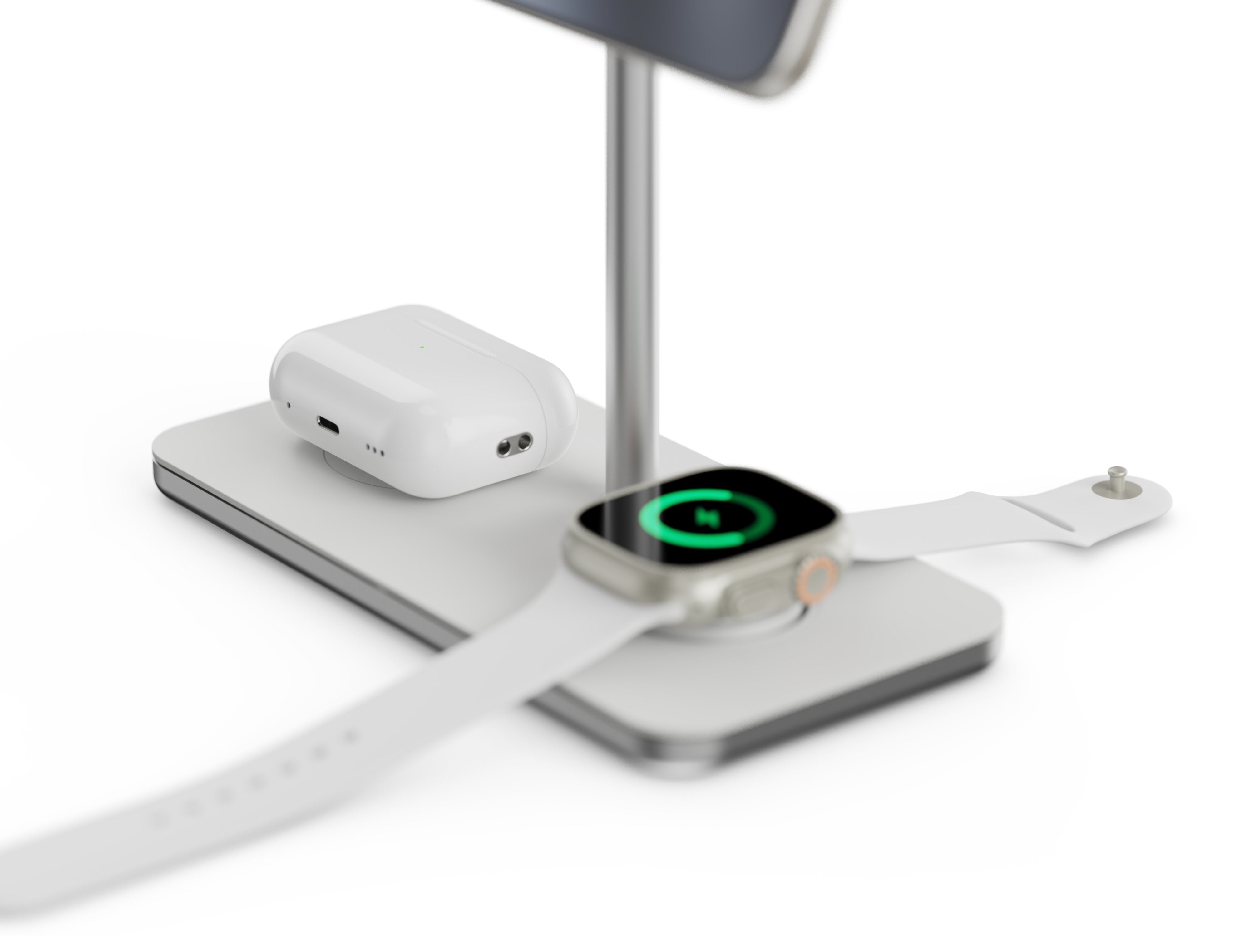 Soporte Base De Carga Inalambrico 3en1 Magsafe Plata Linq Carga Magnética Qi2/ Certificación Mfi Para Apple Watch