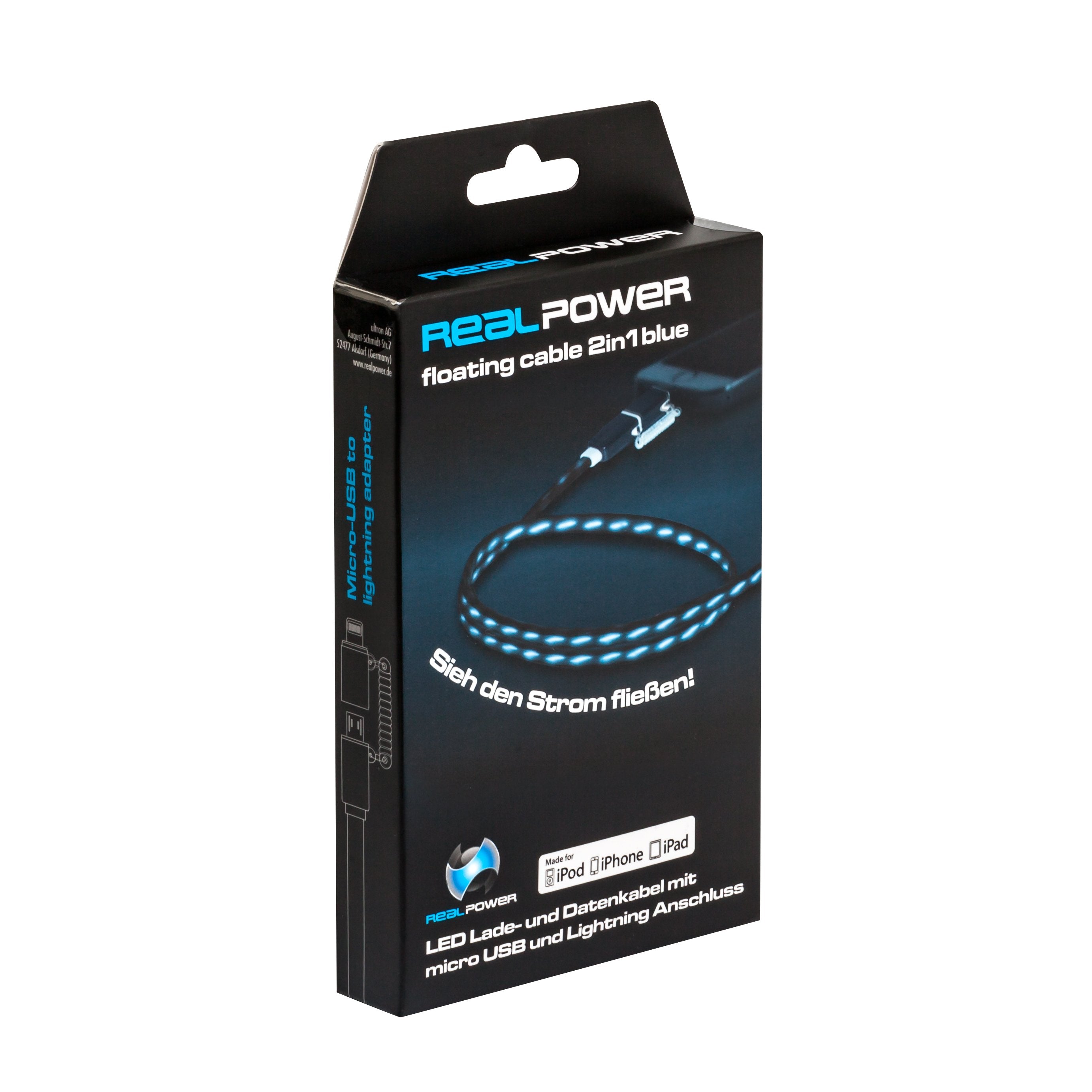 EAN 4040895859617 - RealPower USB A/Lightning 0.75m 0,75 m Negro, Azul imagen 2