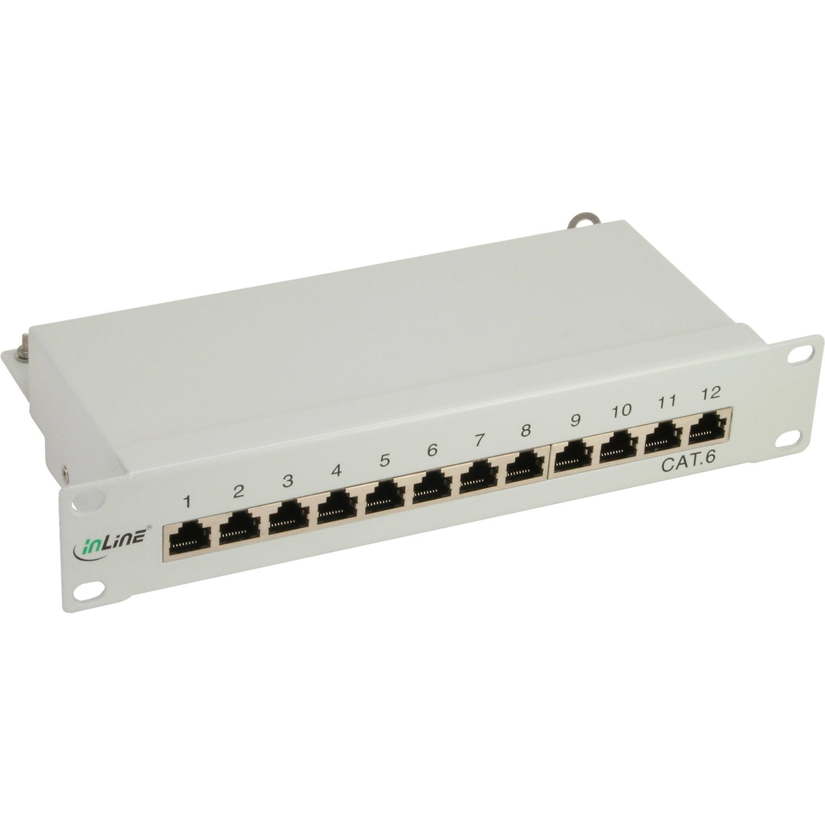 Patch Panel Inline 10" Cat.6 12 Puertos 1u Gris Claro Ral7035