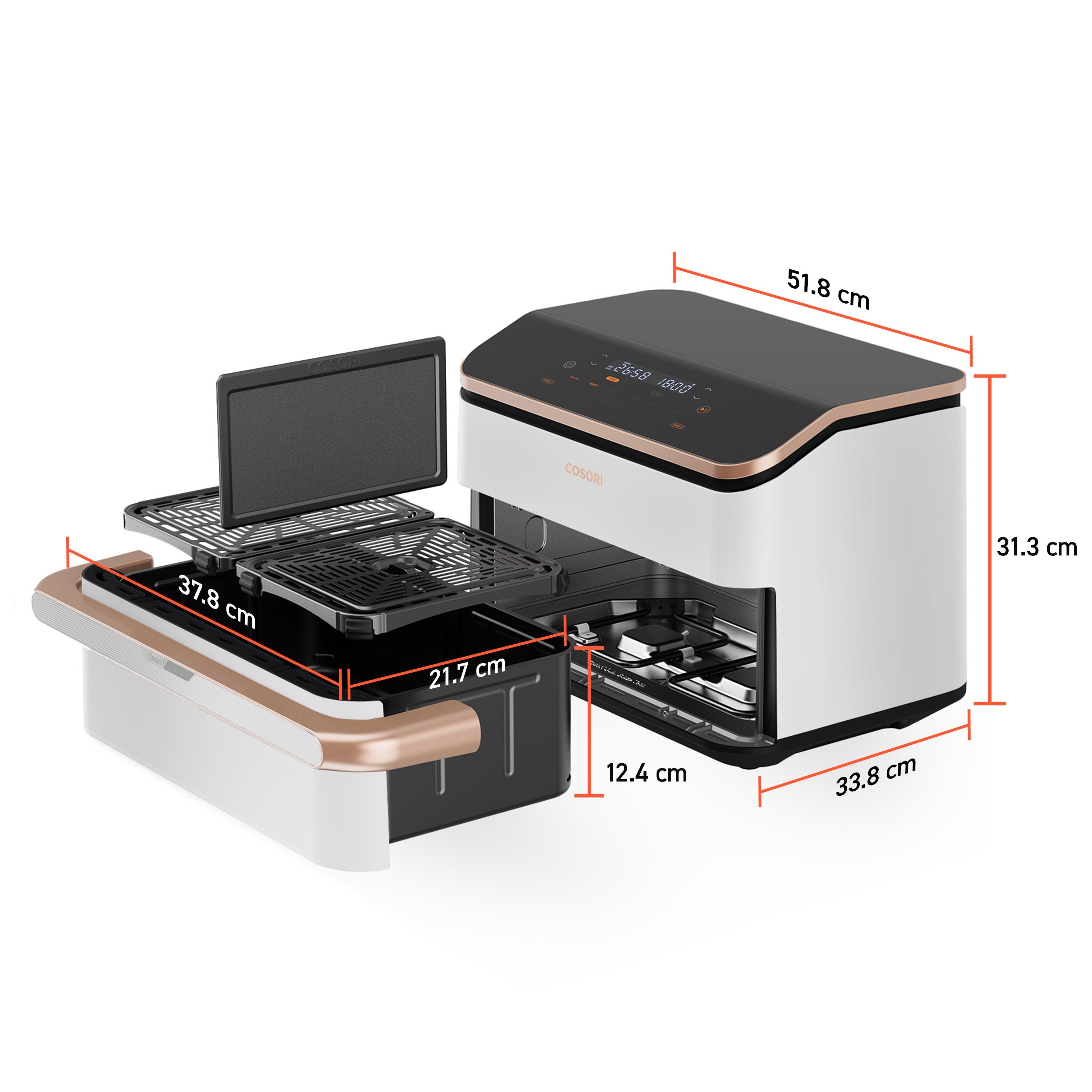 EAN 0810123675715 - Cosori Dual Blaze Twinfry Chef Edition Doble 10 L Independiente 2800 W Freidora de aire caliente Oro rosa imagen 2