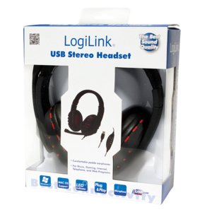 Logilink Auricular Con Microfono Diadema Negro/Rojo Pc/Juegos Hs0033