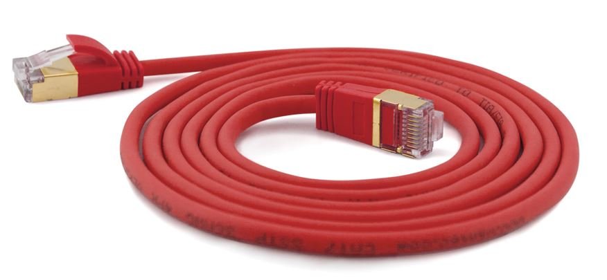 Wantecwire Sstp, Cable De Conexión Cat7 Delgado Y Redondo, Conector Cat6a, D = 4 Mm, Rojo, Longitud 0,20 M