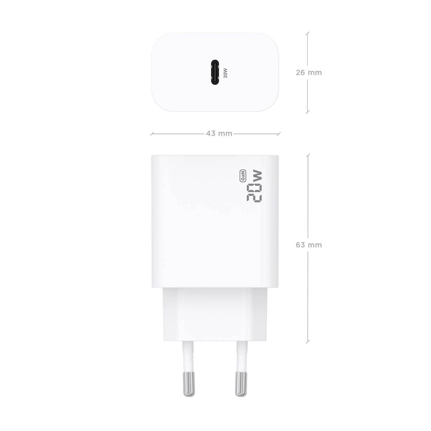 Aisens Cargador Gan 20w, 1xusb-C Pd3.0, Blanco