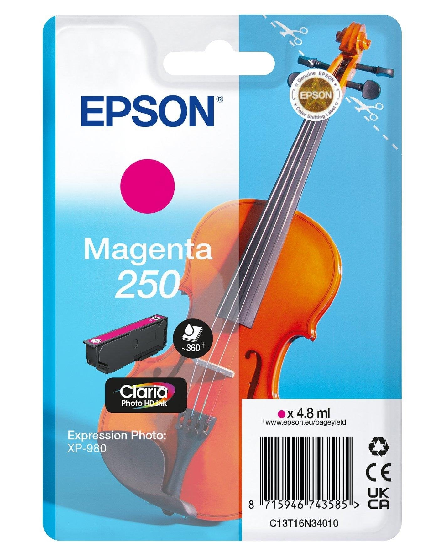EAN 8715946743585 - Epson 250 Violin Claria Photo HD cartucho de tinta 1 pieza(s) Original Rendimiento estándar imagen 1