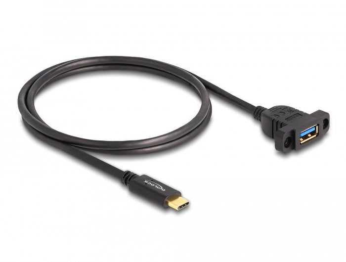 Delock Superspeed Usb 10 Gbps (Usb 3.2 Gen 2) Cable Usb Type-C Stecker Zu Usb Typ-A Buchse 1 M Zum Einbau Schwarz