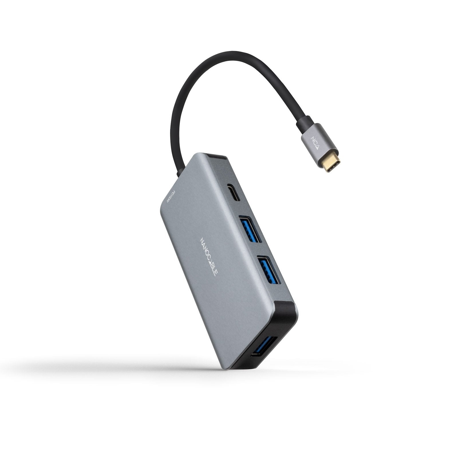 Nanocable Hub Usb-C 5 En 1 - Conversor 3.2 Gen1 5g A 3 X Usb-A 3.0 + Usb-C + Usb-C Pd 100w - Aluminio - 15 Cm - Color