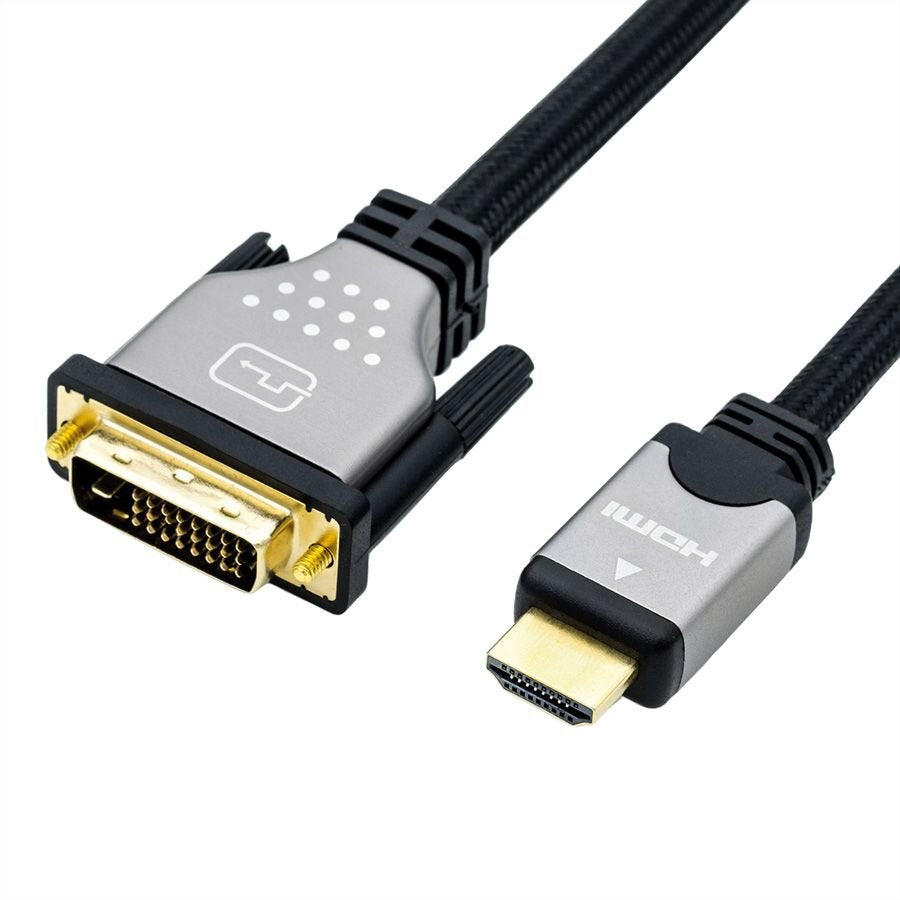 Roline Monitorcable Dvi (24+1) - Hdmi, St St, Schwarz Silber, 1,5 M