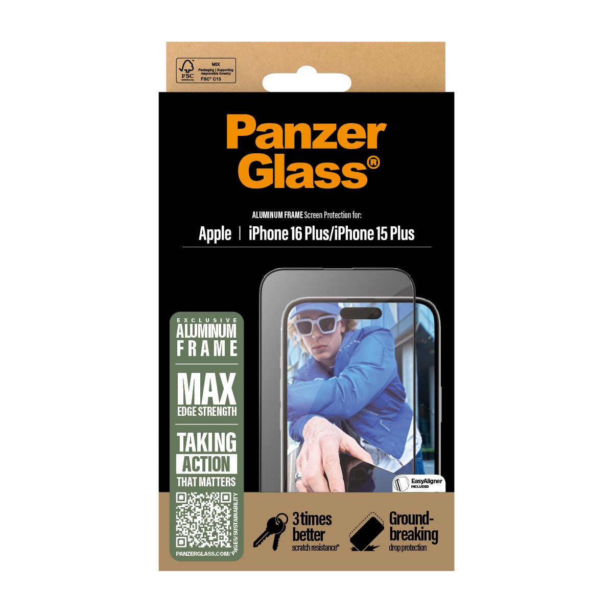 Panzerglass Screen Protector Aluminum Frame Iphone 16 Plus/ 15 Plus Uwf