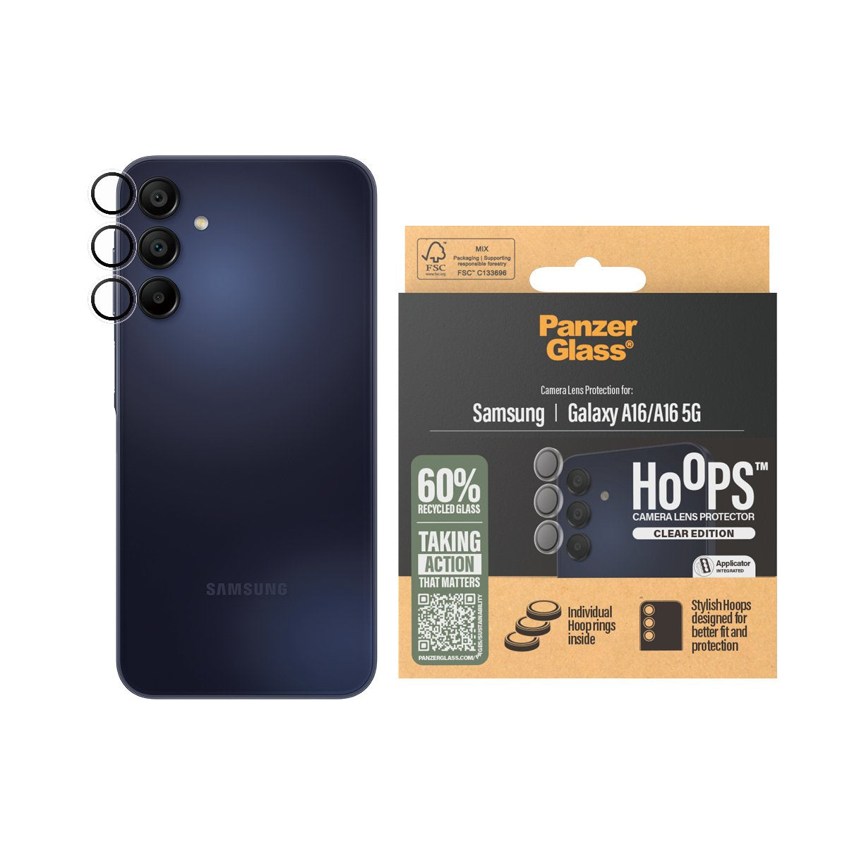 EAN 5715685014956 - PanzerGlass ® Hoops® Camera Lens Protector Transparent Samsung Galaxy A16 | A16 5G Protector de pantalla imagen 2
