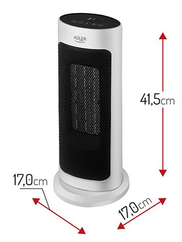 Adler Ad 7738 Tower Fan Ceramic Heater With Timer, Led, 2 Heating Powers: 1400w-2000w, White Black