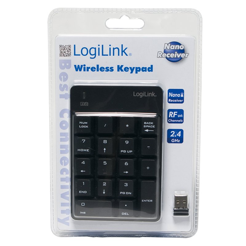 Logilink Teclado Numerico Rf Wireless, Con 18 Teclas, Negro
