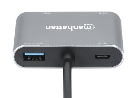 Manhattan Docking Station De Usb-C A Hdmi Y Vga, 4 En 1, Con Suministro De Energía