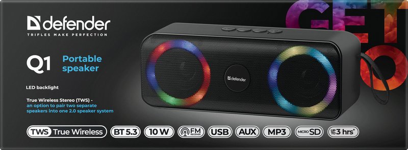 Altavoz Defender Beatbox 20 Bluetooth 20w Luz/Bt/Mic/Fm/Usb/Tf