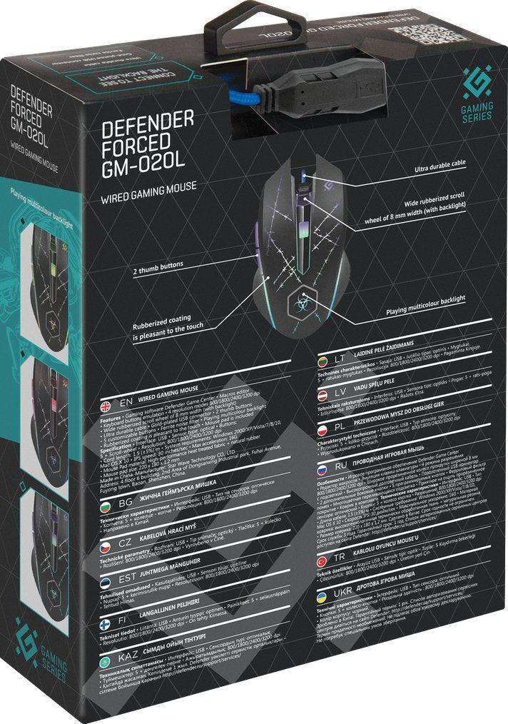 EAN 4714033520201 - Defender Forced GM-020L ratón Juego Ambidextro USB tipo A Óptico 3200 DPI imagen 14