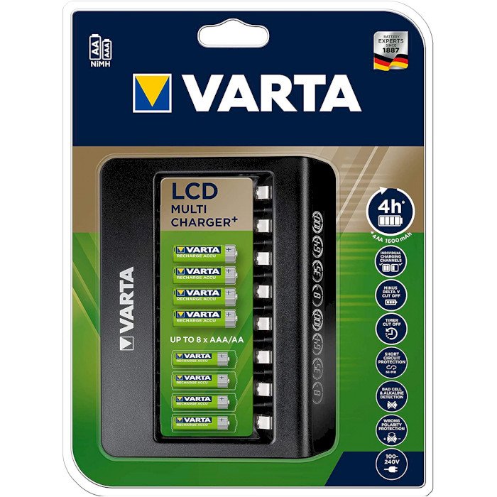 Varta Lcd Multi Cargador Carga:Aa, Aaa Y 9v Nimh Y Un Dispositivo Usb Simultáneamente