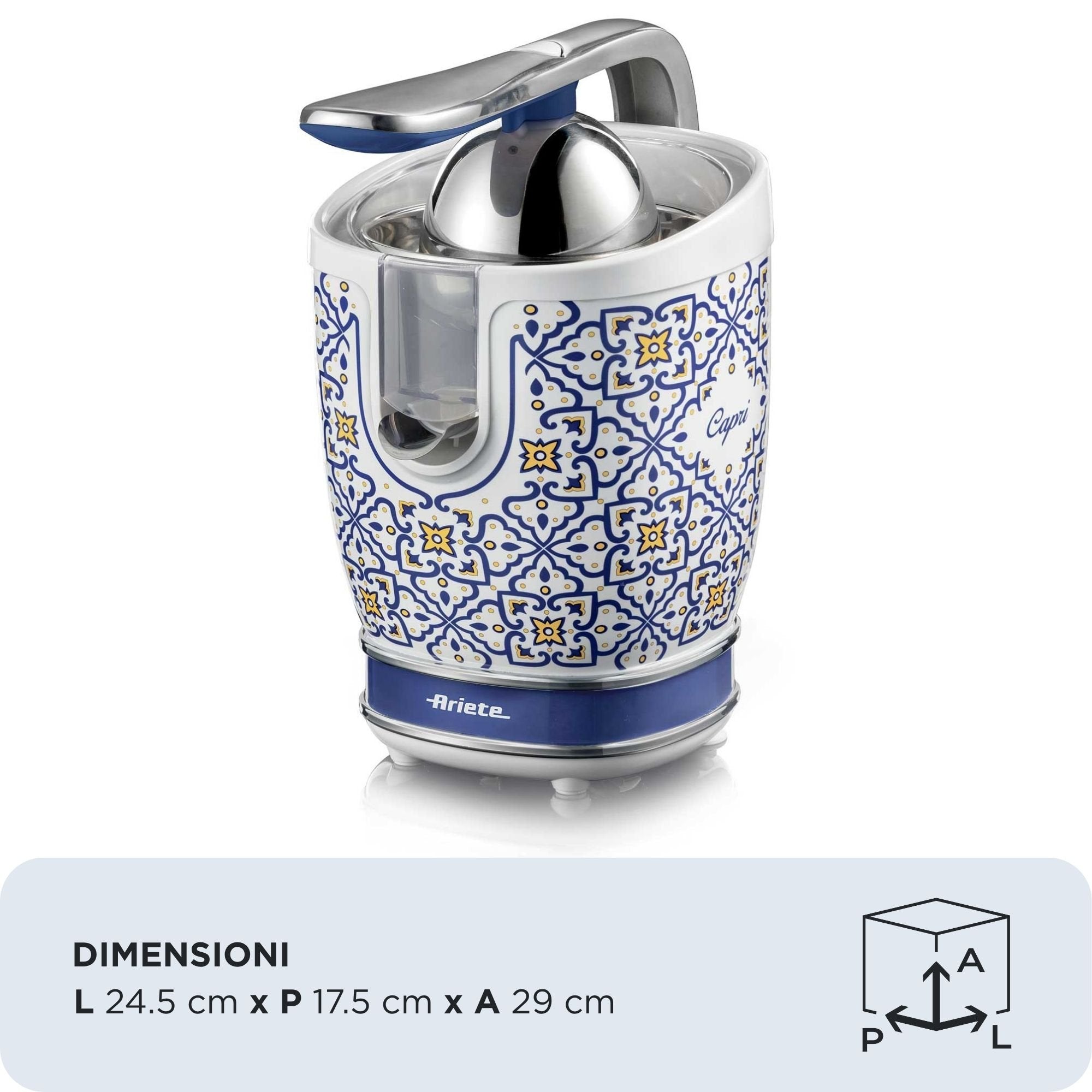 EAN 8003705122932 - Ariete 0413/0C prensa de cítricos eléctricos 0,6 L 85 W Blanco, Azul claro imagen 2