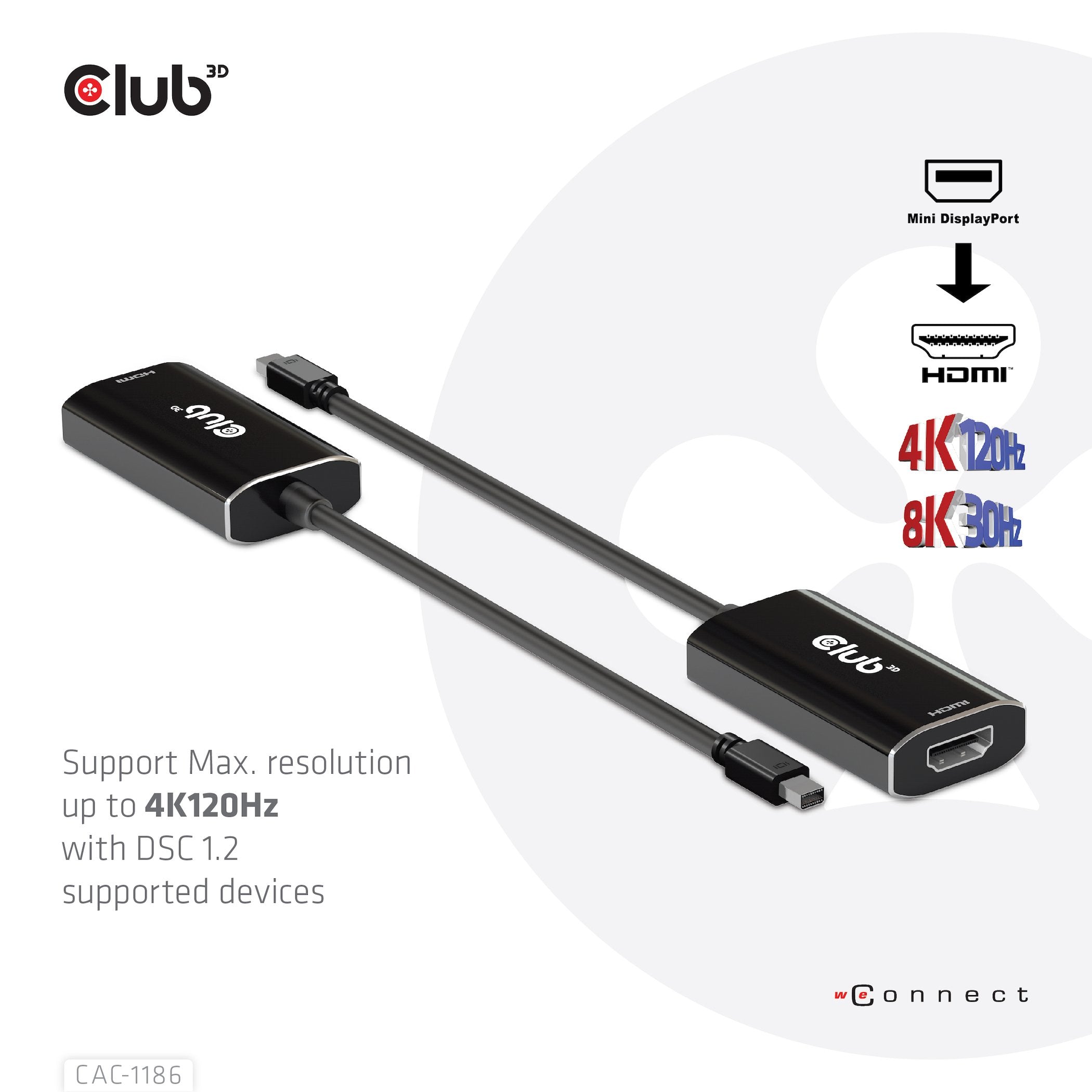 Adaptador Club3d Minidisplayport -> Hdmi 2.1 Hdr 4k120hz Retail Activo