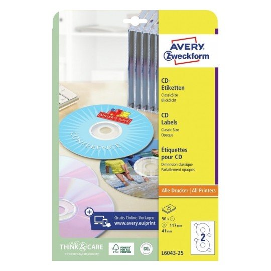 Avery Zweckform Cd-Etiquetas L6043-25 Ø 117mm