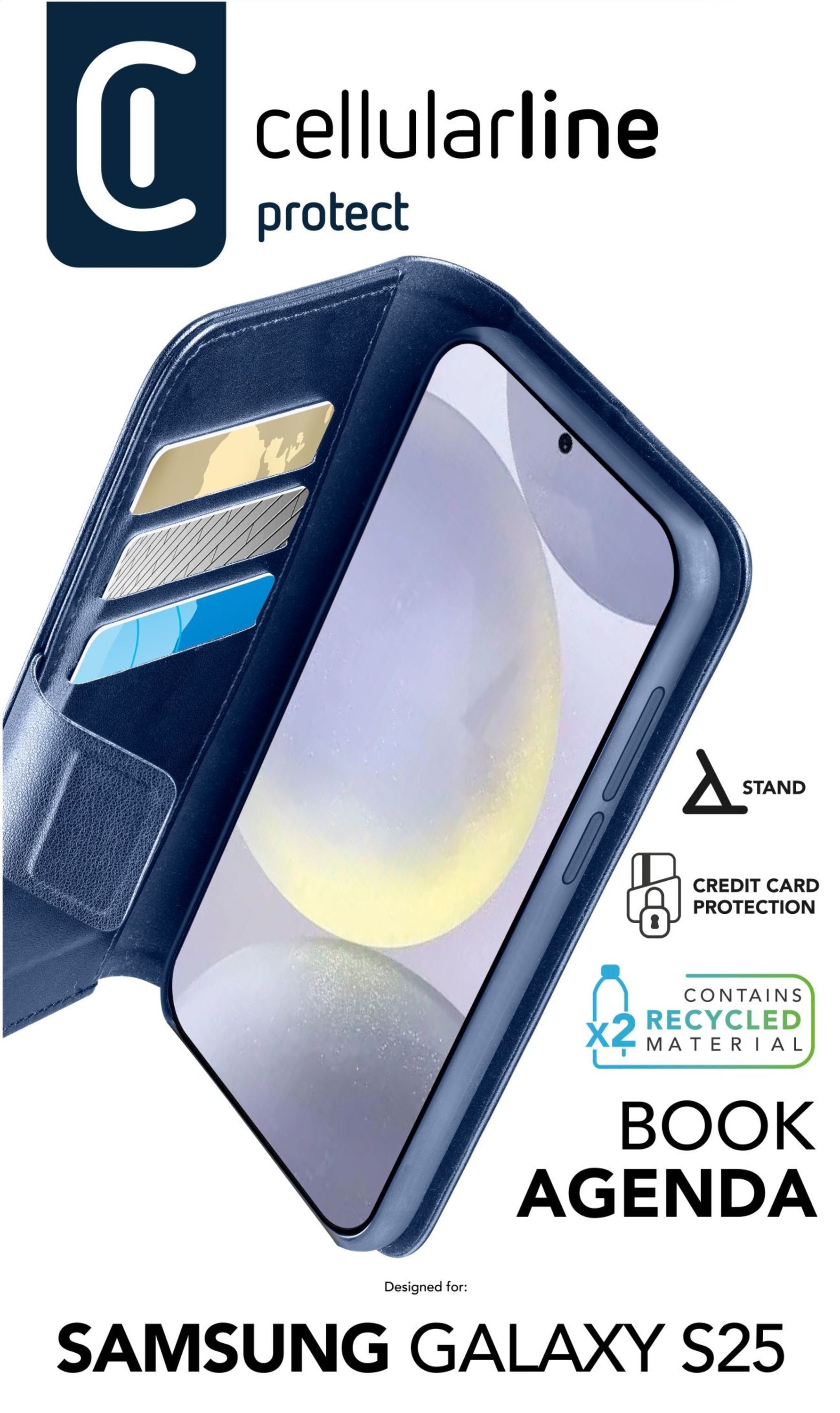 Cellularline Book Agenda 2 Case Fr Samsung S25 Azul
