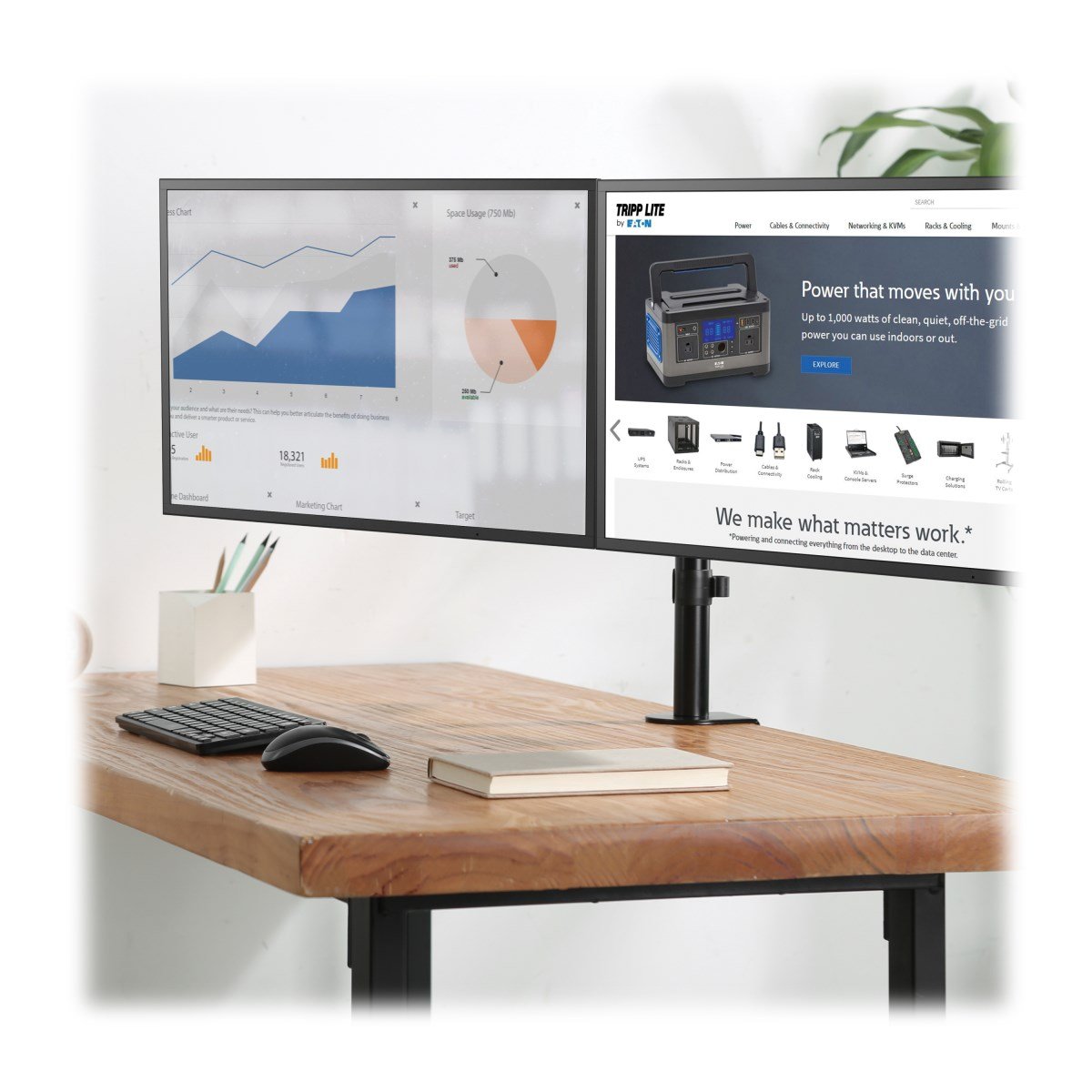 Eaton Tripplite Series Dual-Monitor Flex-Arm Desktop Cl. 13-