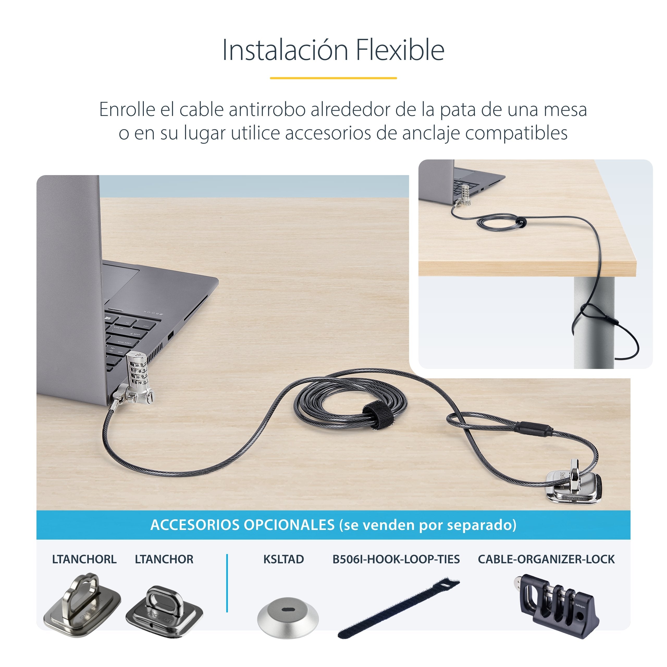 Startech 25-Pack Laptop Lock, Compatible W Noble Wedge Nano K-Slot - Sicherheitscableschloss - Schwarz, Silber - 2 M - Taa