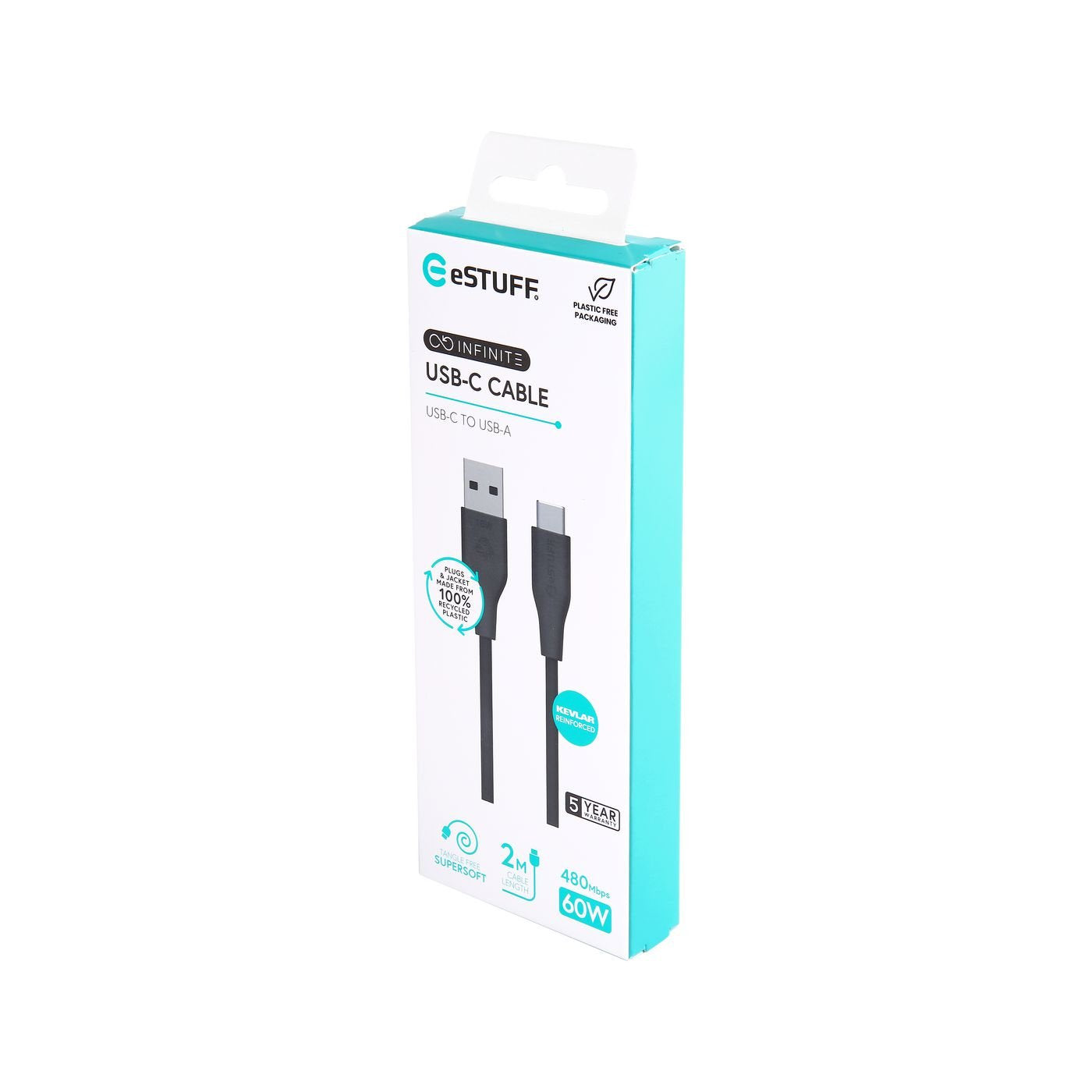 EAN 5715328134737 - eSTUFF ES605280 cable USB USB 2.0 2 m USB C USB A 60 W Negro imagen 3