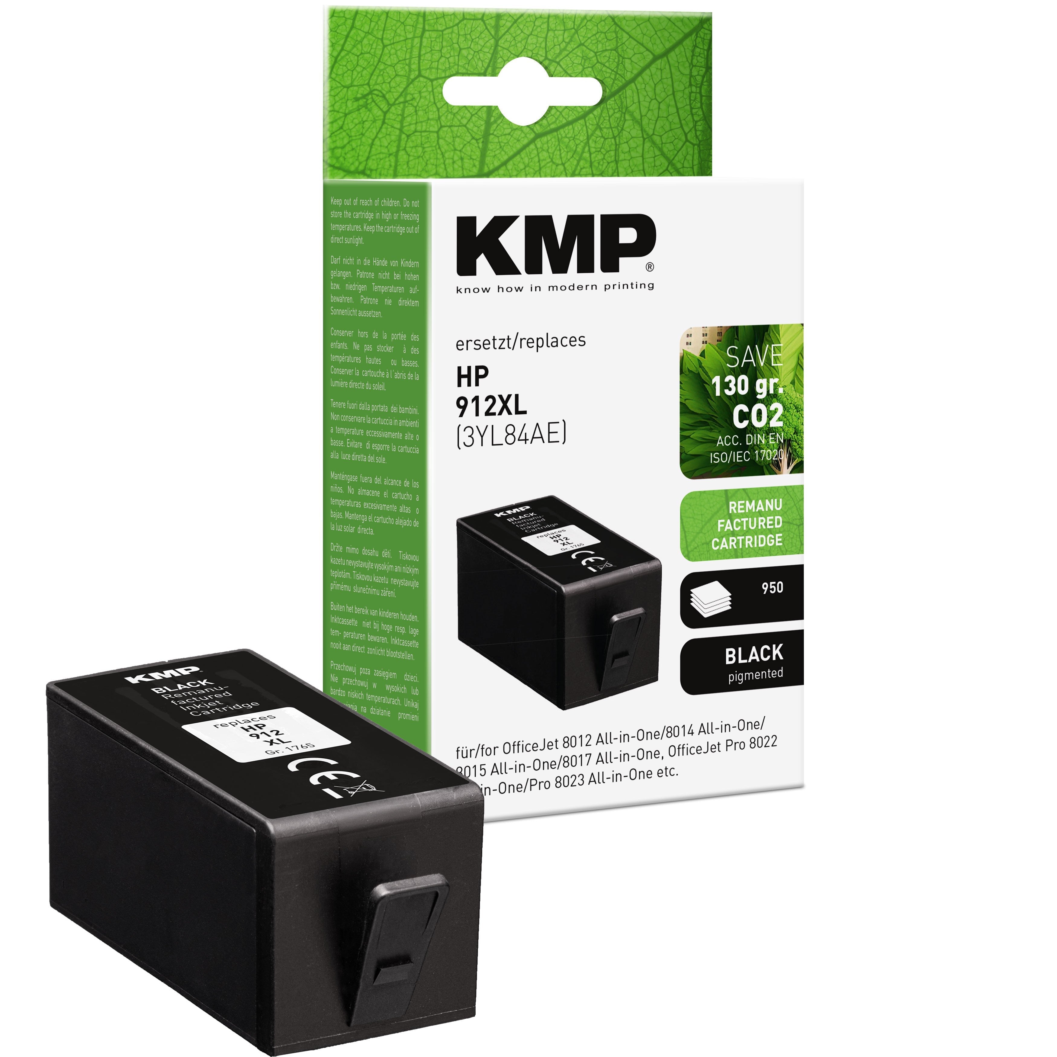 Kmp Cartucho Hp Hp912xl 3yl84ae Negro H188x 950 Copias Remanufactured