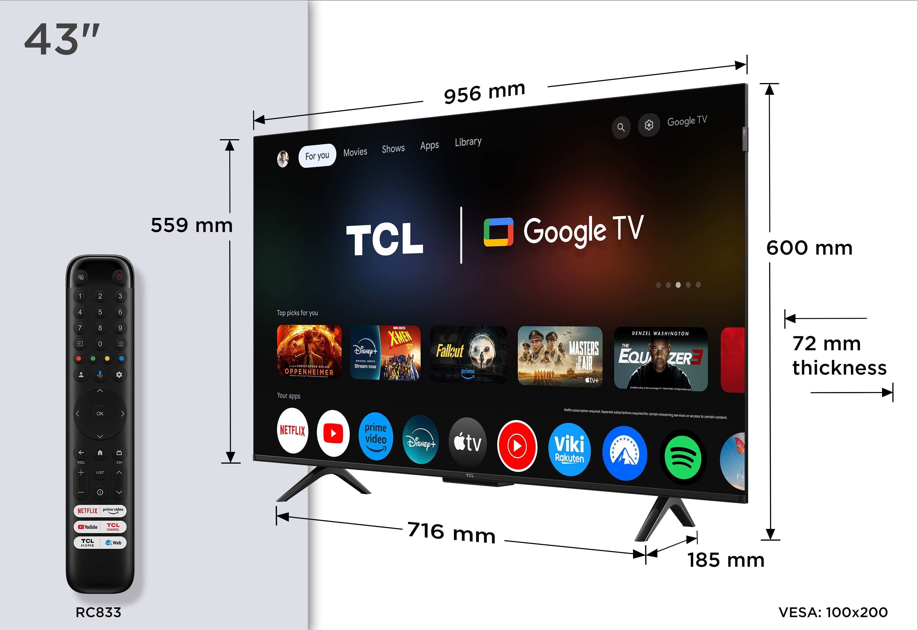 EAN 5901292525958 - TCL P7K 43P7K Televisor 109,2 cm (43") 4K Ultra HD Smart TV Wifi Metálico 430 cd / m² imagen 2