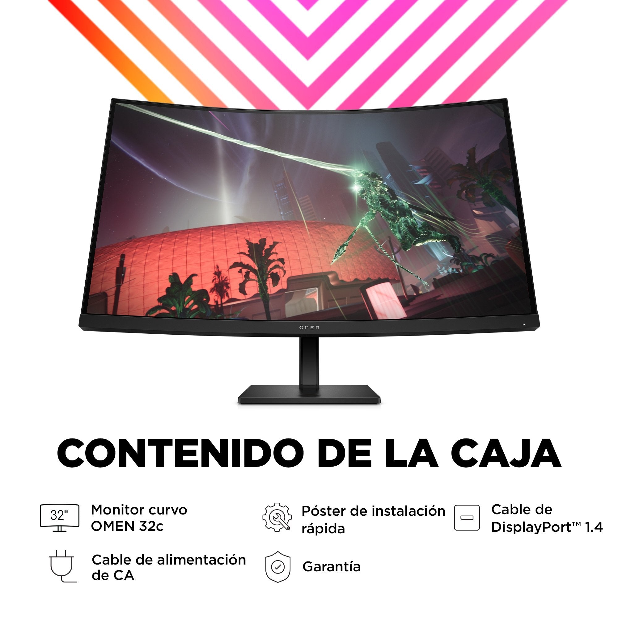 EAN 0197029618542 - OMEN by HP 31.5 inch QHD 165Hz Curved Gaming Monitor - OMEN 32c pantalla para PC 80 cm (31.5") 2560 x 144 imagen 9