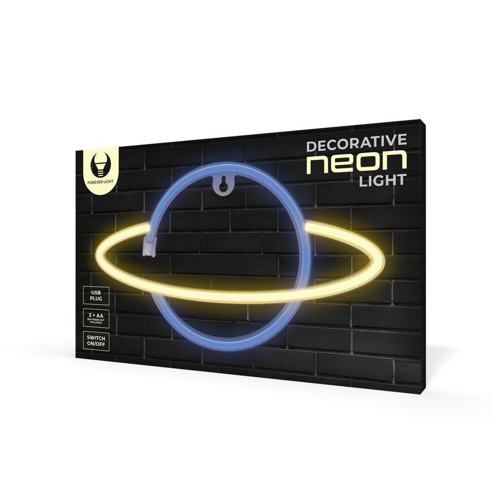 EAN 5900495956170 - Forever Light Neon LED Light SATURN yellow blue Bat + USB FLNE11 Figura iluminada decorativa imagen 2