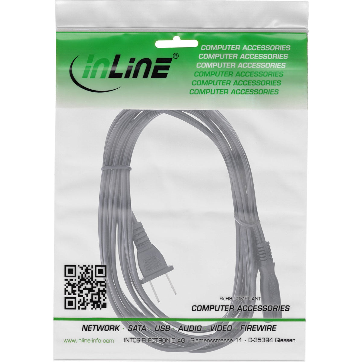 Cable De Alimentación Inline Enchufe De Red Ee. Uu. A Enchufe Euro 8 1,8 M