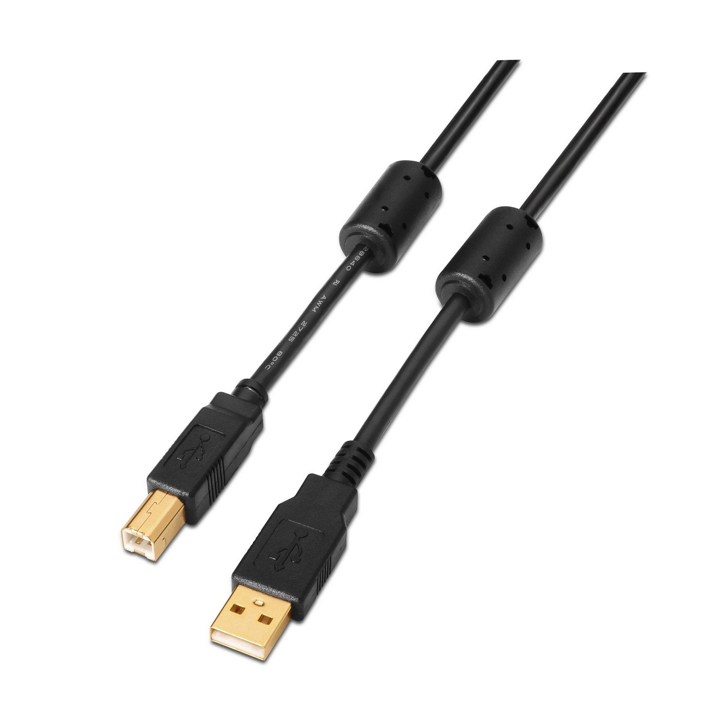 Aisens Cable Usb 2.0 Impresora Con Ferrita - Tipo A Macho A Tipo B Macho - 5m - Negro