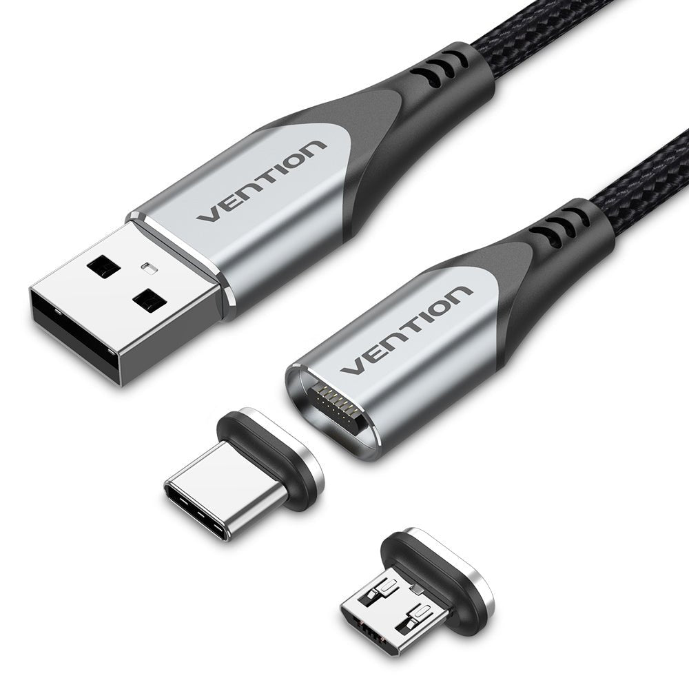 EAN 6922794752726 - Vention CQMHD cable de teléfono móvil Gris, Negro 0,5 m USB A Micro USB Type-B/USB Type-C imagen 1
