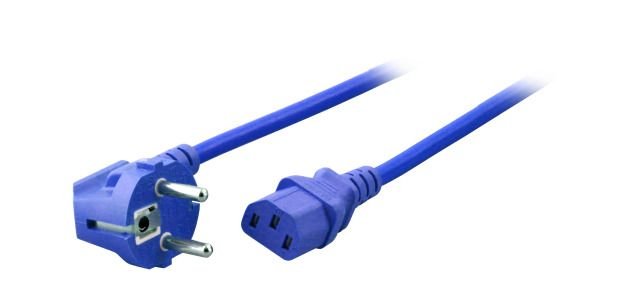 Contacto De Protección Del Cable De Alimentación Efb 90°-C13 180°, Azul, 1,8m, 3x0,75m
