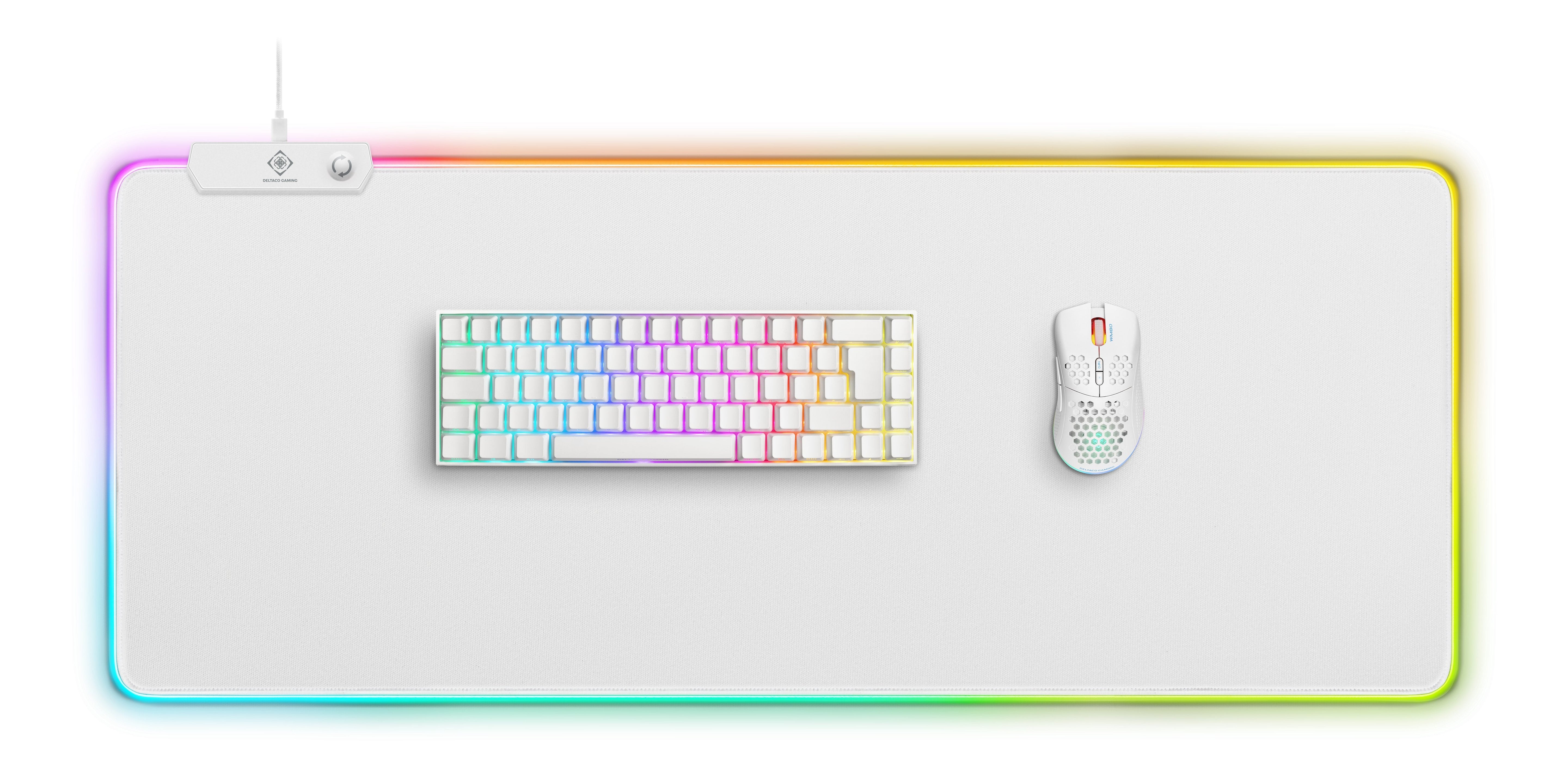 Alfombrilla Ratón Con Rgb Xl Deltaco Gaming Gam-079-W Blanco