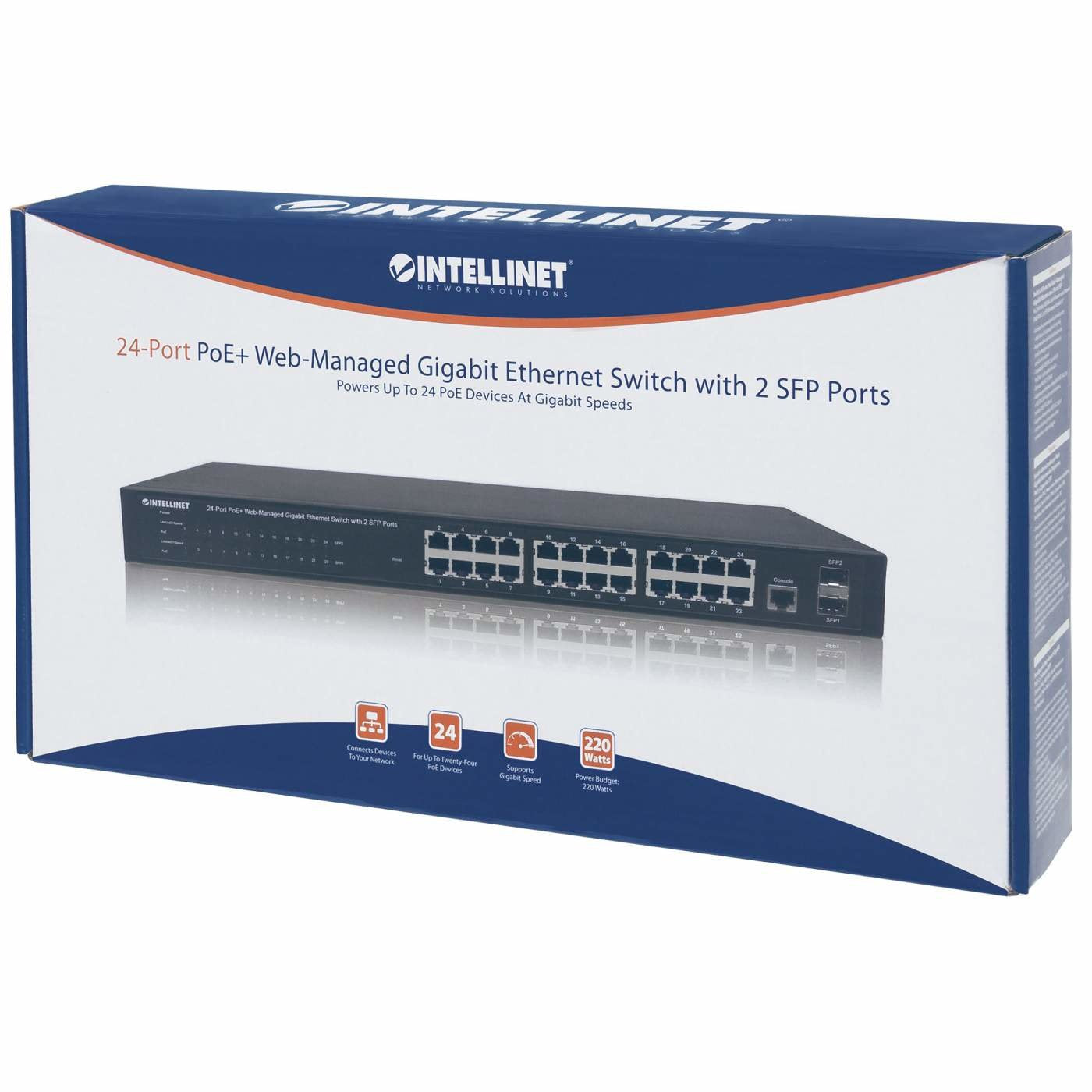 EAN 0766623560559 - Intellinet 560559 switch Gestionado Gigabit Ethernet (10/100/1000) Energía sobre Ethernet (PoE) Negro imagen 2