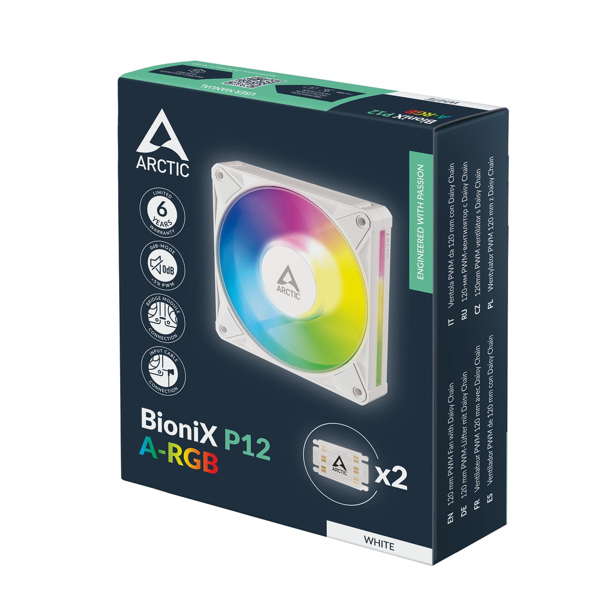 Arctic Bionix P12 A-Rgb (Blanco Blanco, 120 Mm) Acfan00336a