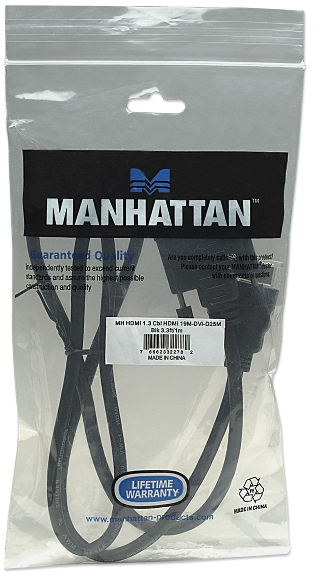 Manhattan Cable Hdmi A Dvi-D, 1m