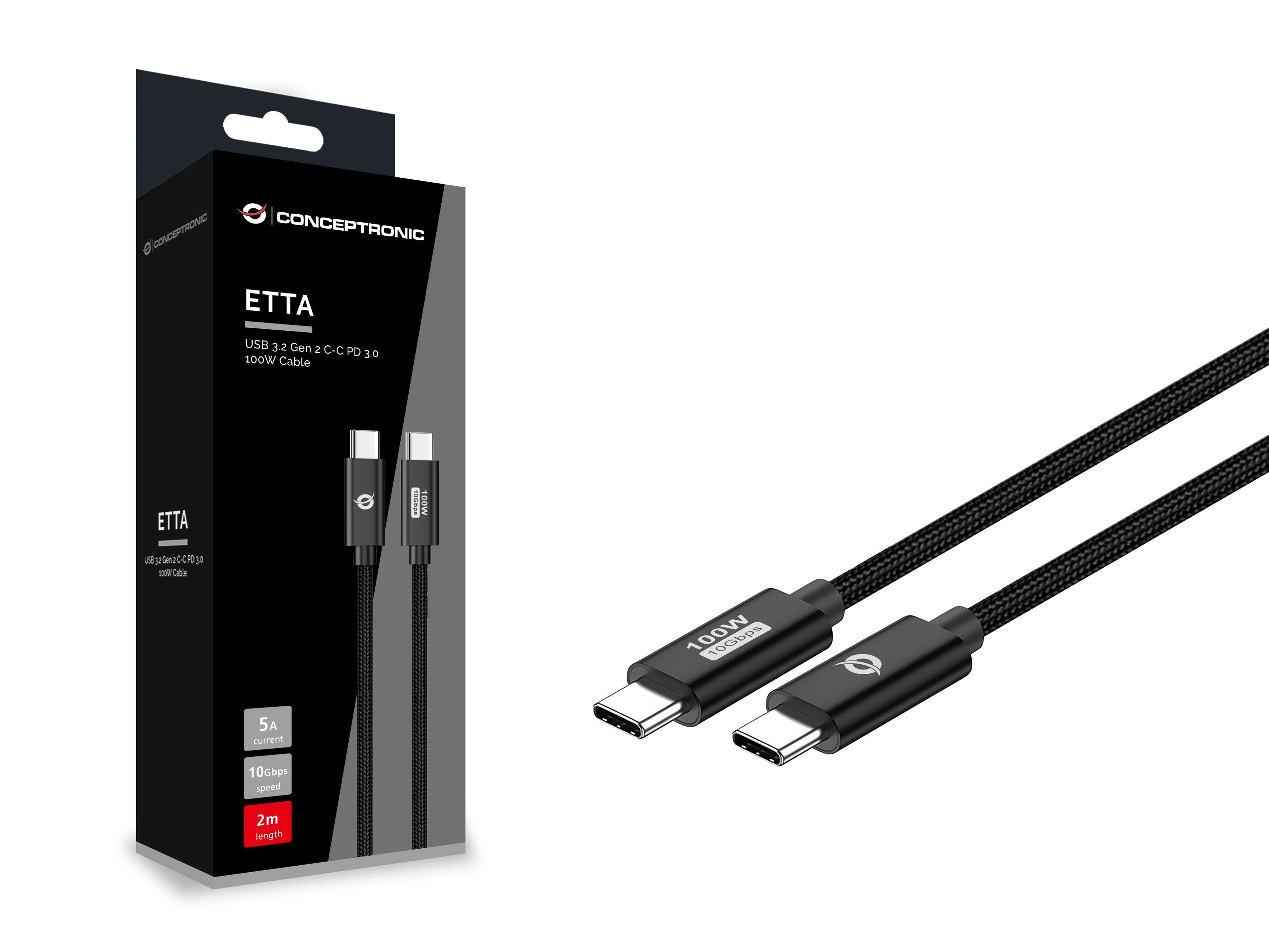 EAN 4015867237915 - Conceptronic ETTA02B20 cable USB USB 3.2 Gen 2 (3.1 Gen 2) 2 m USB C Negro imagen 3