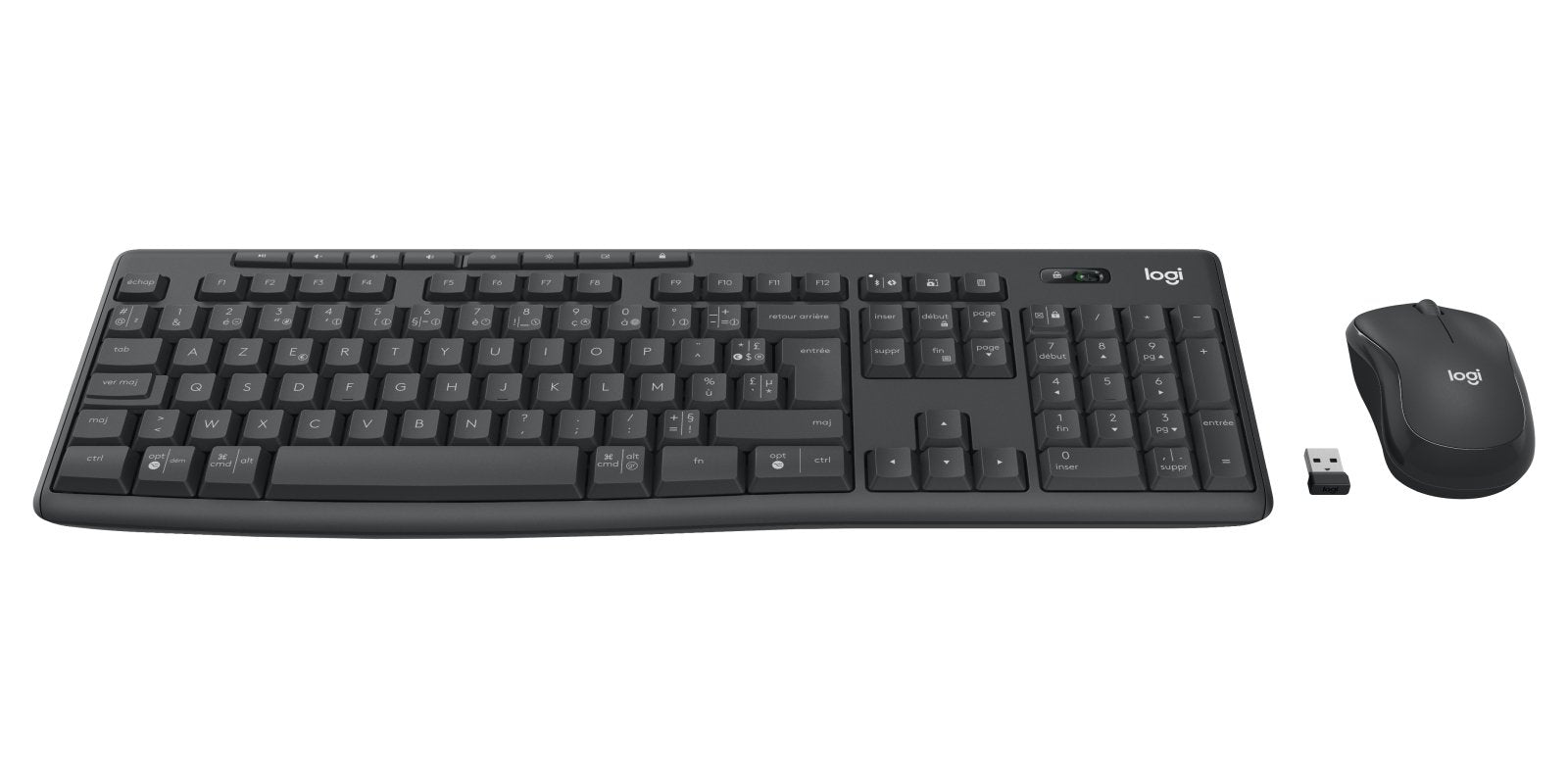 Teclado Francés + Ratón Logitech Mk370 Combo For Business Rf Wireless + Bluetooth Azerty Grafito