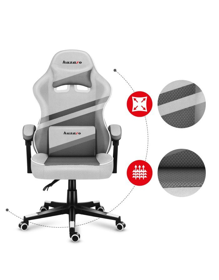 EAN 5903796013191 - Huzaro FORCE 4.4 Silla para videojuegos de PC Asiento (de seguridad) de butaca Gris, Blanco imagen 8
