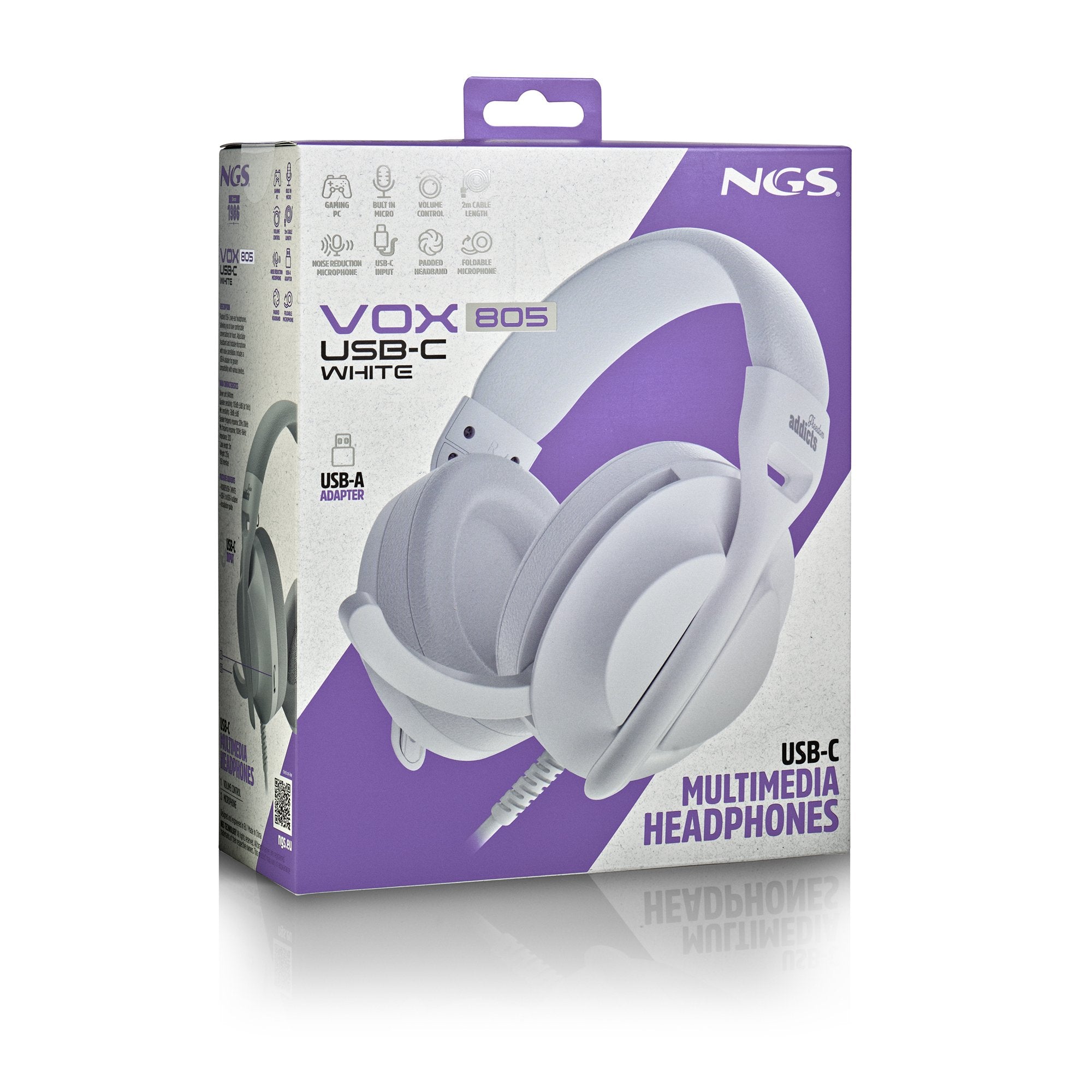EAN 8435430626704 - NGS VOX805 USB-C WHITE Auriculares Alámbrico Diadema Llamadas/Música USB Tipo C Blanco imagen 6