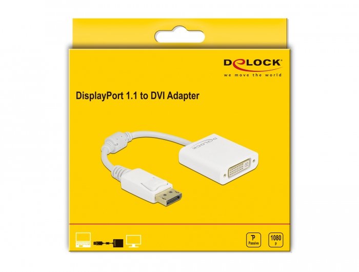 Delock Adaptador Displayport 1.1 Macho A Dvi Hembra Passiv Blanco