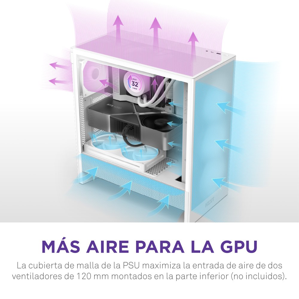 Caja Pc Nzxt H5 Flow Rgb 2024 Vidrio Templado Cc-H52fw-R1 Blanca