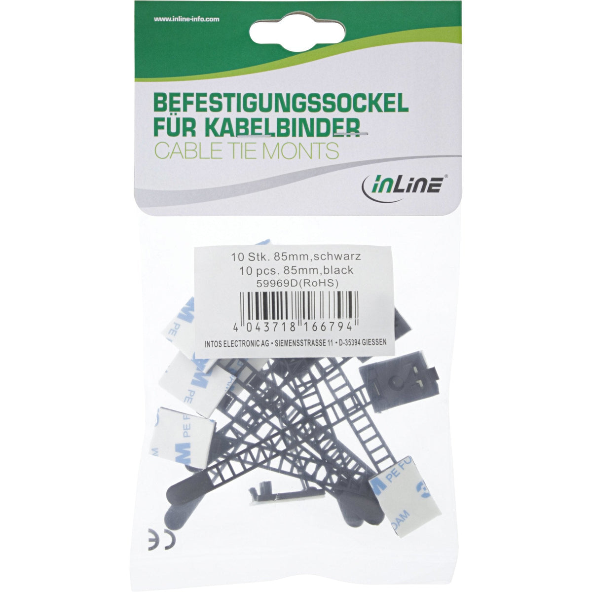 Abrazadera De Cable Ajustable Inline 85 Mm Negro 10 Piezas