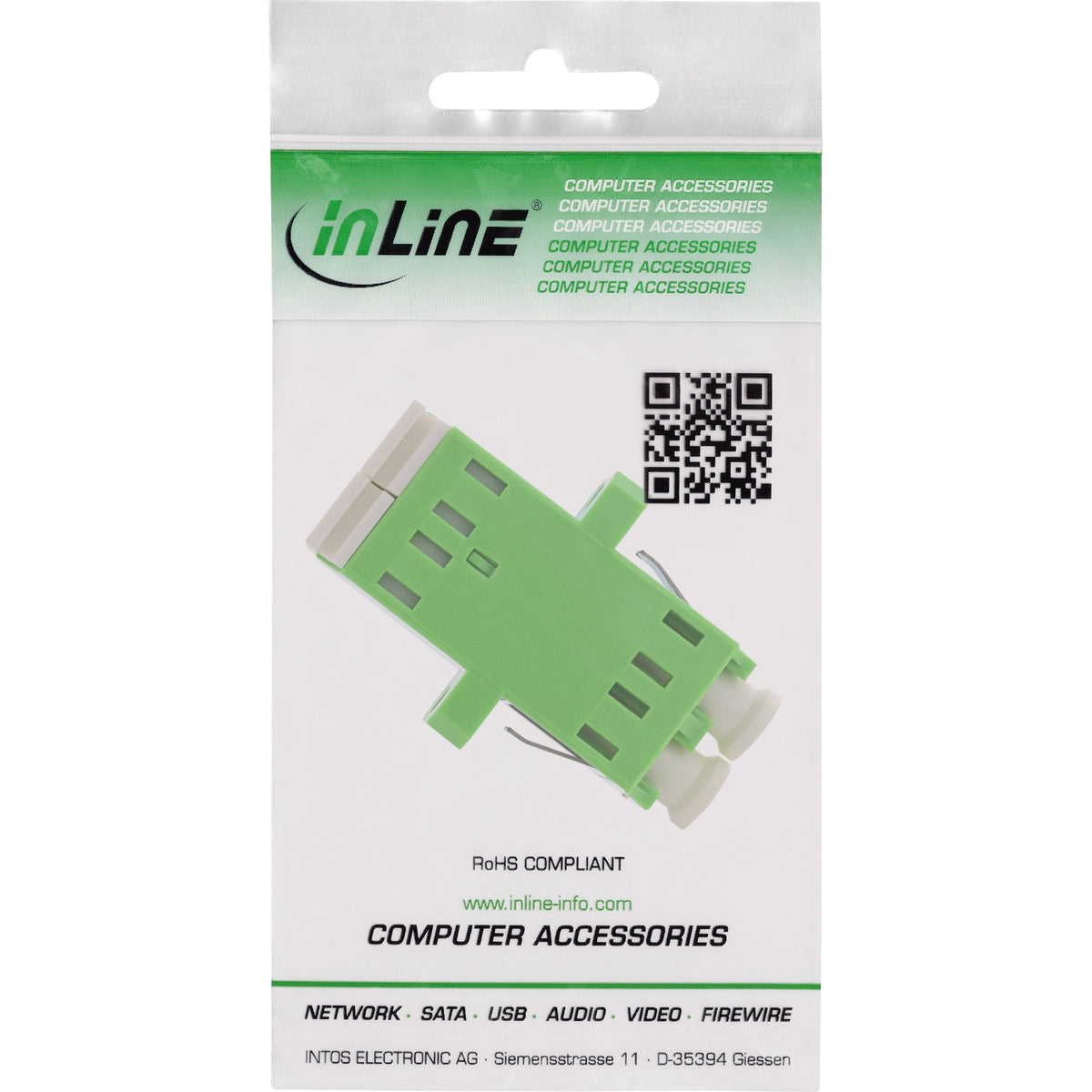 Inline® Fiber Optical Adaptador Duplex Lc/Lc Sm Ceramic Sleeve Verde With Flange
