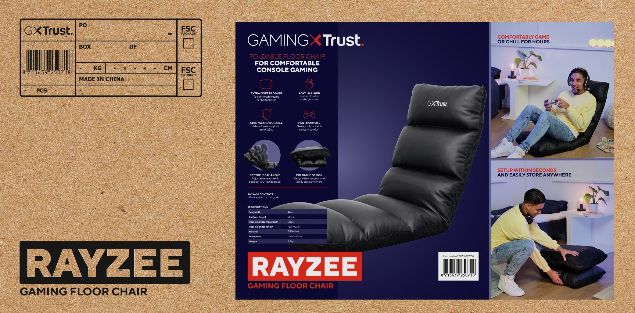 Trust Gxt 718 Rayzee Silla Gaming Asiento Acolchado Negro